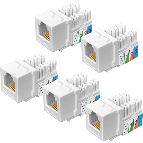 NECABLES 5-Pack CAT3 Telephone Keystone Jack Punch Down Type 110 IDC to...