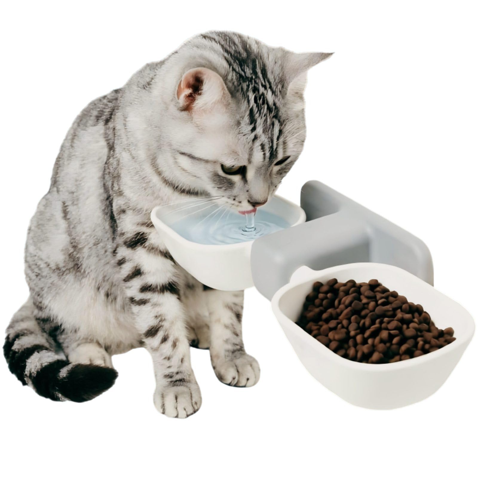 Cat Food Bowl, Elevated Cat Bowls, Cat Bowls for Food and Water, Wall Mounted Cat Food Water Bowls Set, Hanging Water Bowl for Cats, Dog Proof Cat Feeding Station, Cat Water Bowl (white)
