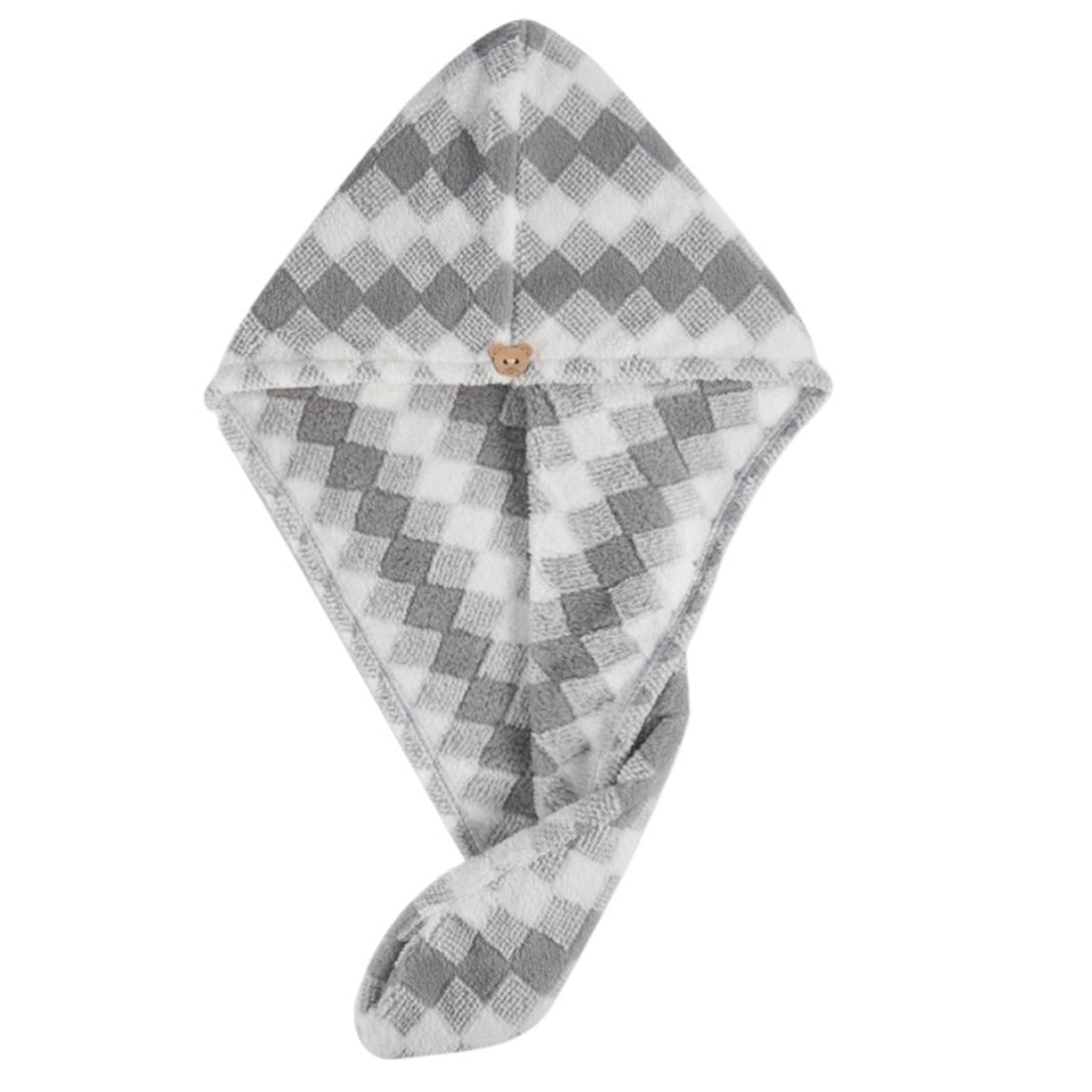 SUODEBYY Hair Towel 1pcs Women Coral Fleece Shower Hair Towel Wrap Drying Turban Printed Bathroom Quick-dry Soft Absorption Head Cap(Gray)