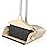 Broom and Dustpan Combo Set with Long Handle (54 L) Angle Broom Dust Pan for Home Kitchen Indoor Cleaning (Brown and Beige)