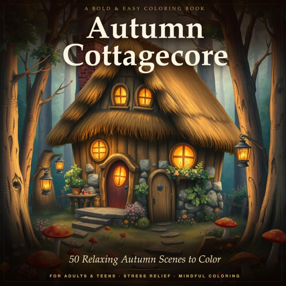 Autumn Cottagecore Coloring Book: Cozy Fall Scenes, Harvest Pumpkins, and Woodland Whimsy for Adults and Teens (Inkwell)