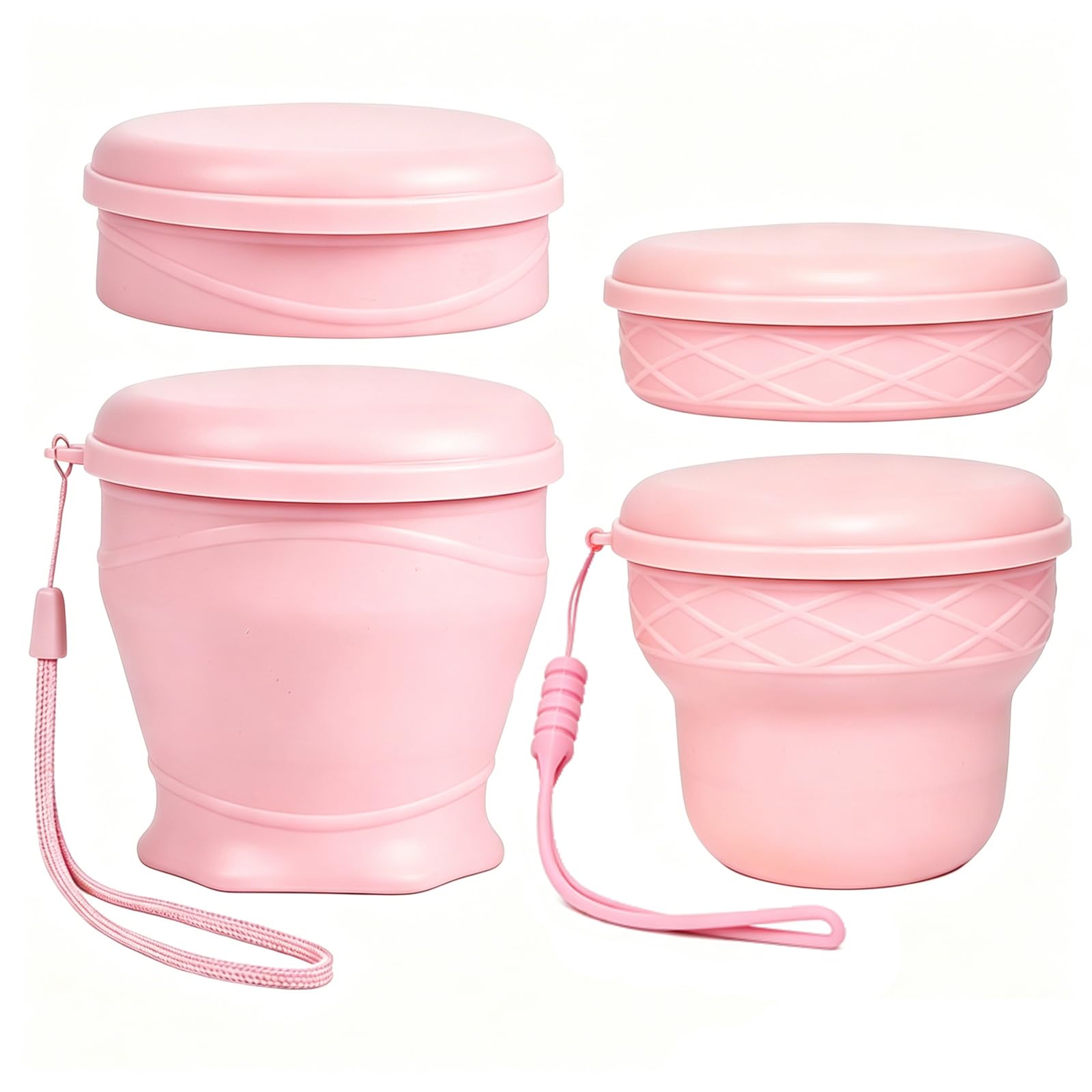 Collapsible Silicone Travel Mug with Dustproof Lid, BPA-Free, Portable, Reusable for Camping, Picnic, Travel, Office, Silicone Foldable Cup (Pink+Pink, 200 ml + 260 ml) โ image 1