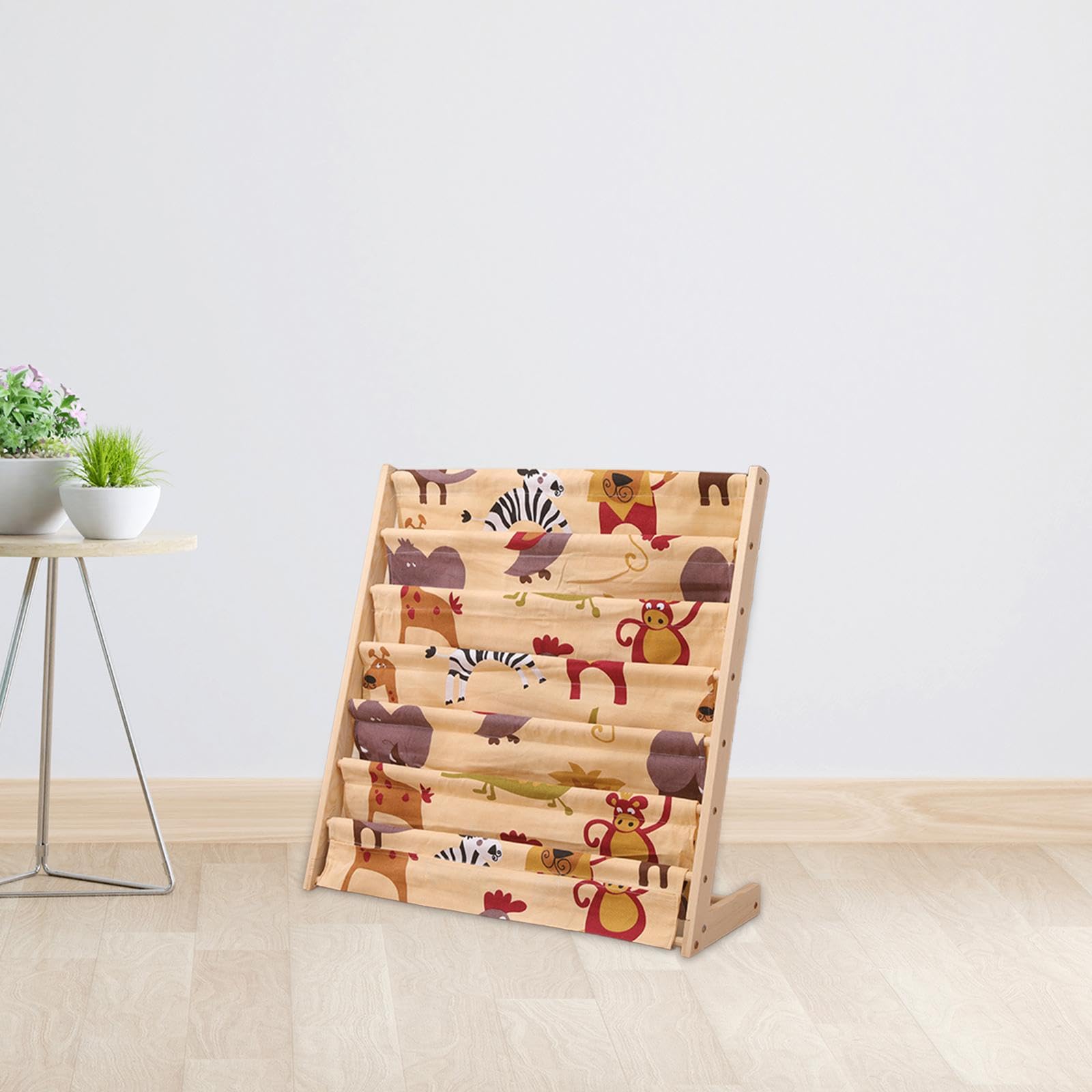 Libreria per bambini, organizer per libri illustrati per bambini, design con animali carini, 60 x 30 x 80 cm