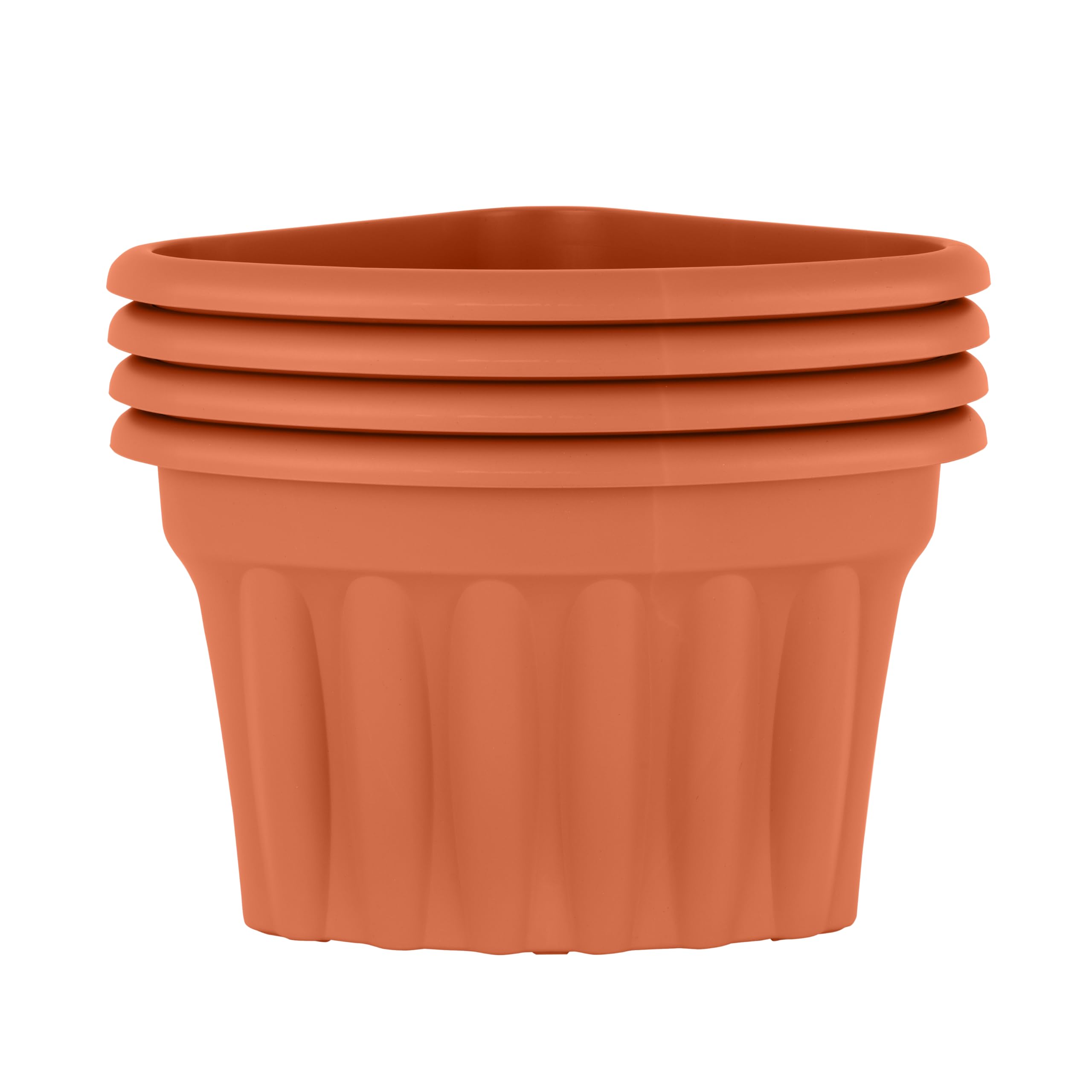 Wham Vista 4 x 40cm Corner Plastic Garden Planters | 100% Recycled Plastic | Weather Resistant & Lightweight | Indoor & Outdoor Use | Drainage in UK - Terracotta