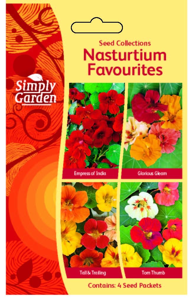 Nasturtium Seeds 4 Variety Pack – Trailing, Climbing & Dwarf Mix – Empress of India, Glorious Gleam, Tom Thumb & Tall Trailing – Easy Grow Summer Flowers