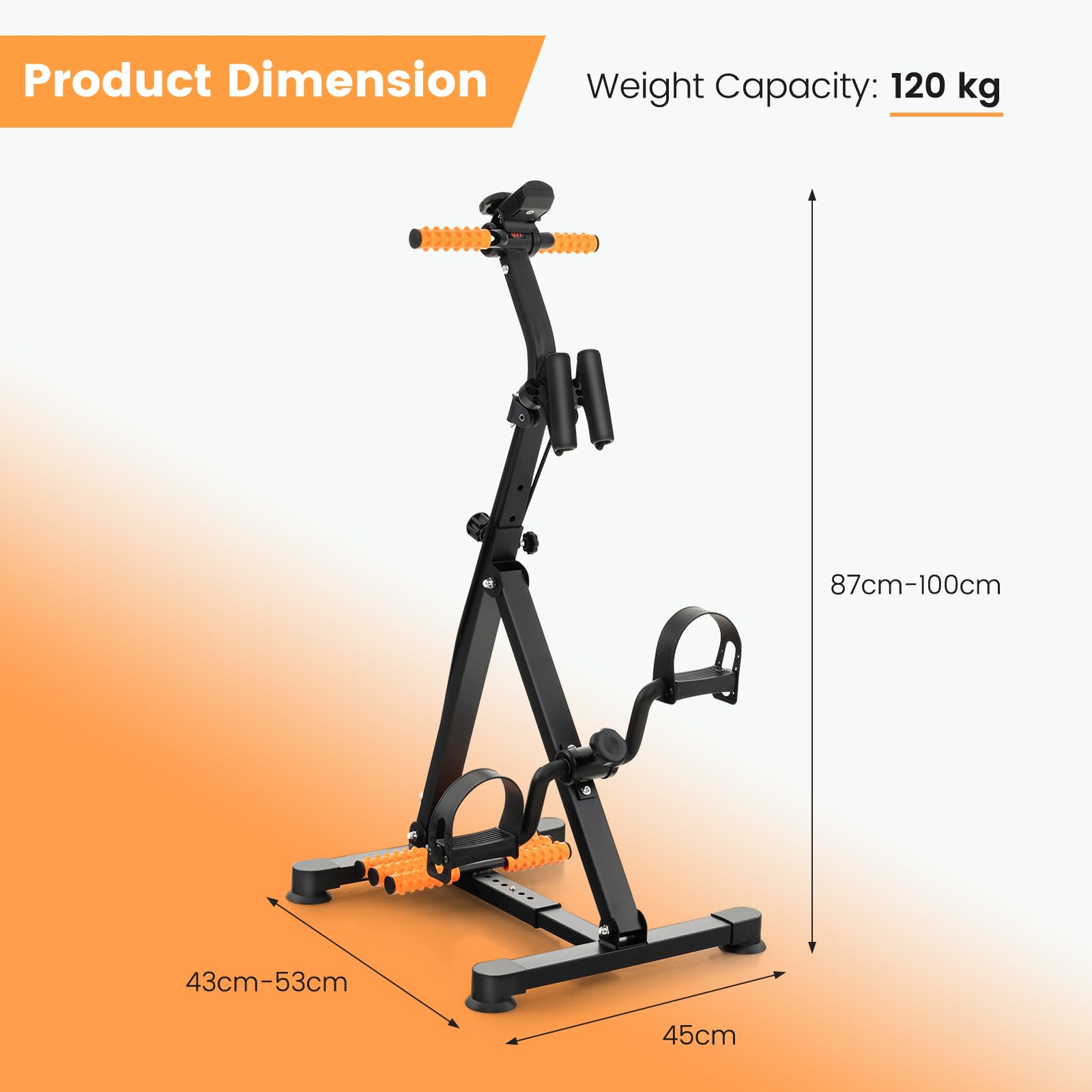 KOMFOTTEU Multifunktional Heimtrainer Fahrrad für Senioren, Pedaltrainer Arm- und Beintrainer mit Massage, verstellbare Höhe & Widertandstufen, Bewegungstrainer mit LCD Display für 1-2 Personen