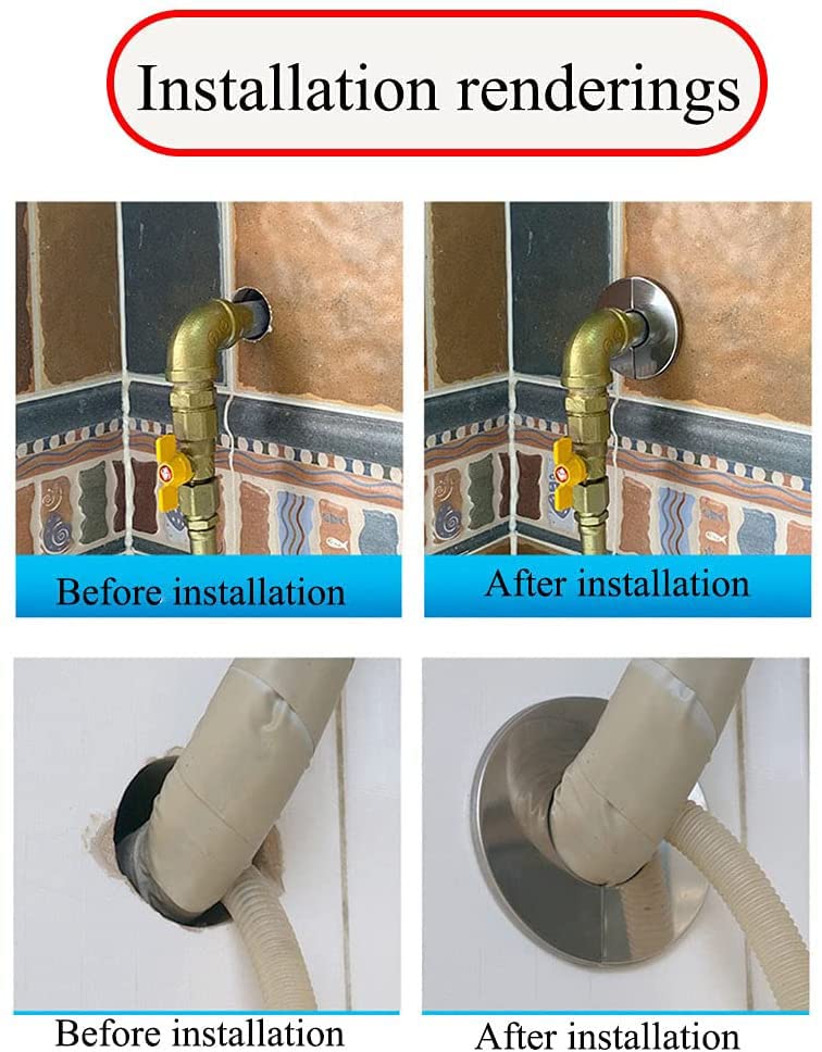 Image of 2pcs Wall Split Flange, Stainless Steel Round Escutcheon Plate Wall-mounted Water Pipe Cover Accessories for 51mm Diameter Pipe