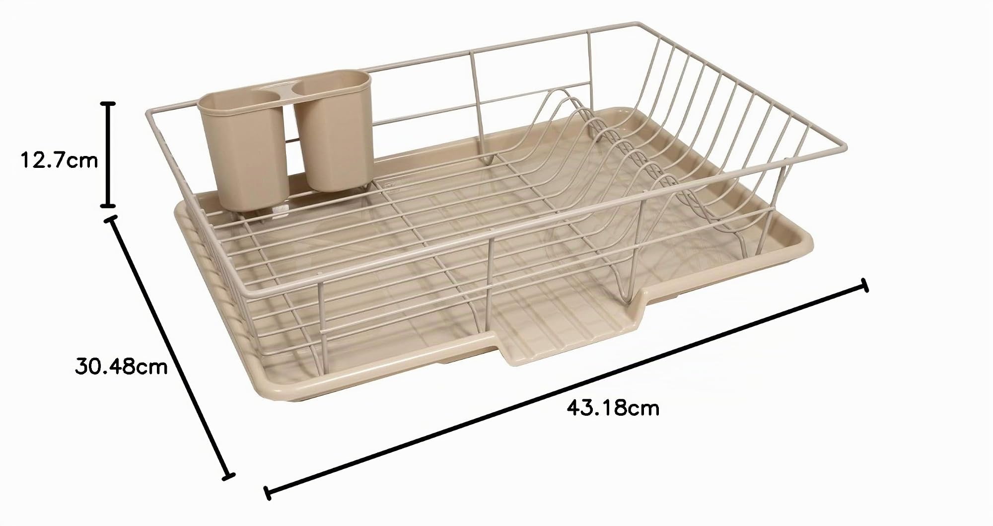 Sweet Home Collection - Set in metallo da 3 con scolapiatti, sgocciolatoio e porta utensili, 43,1 x 30,5 x 12,7 cm, beige