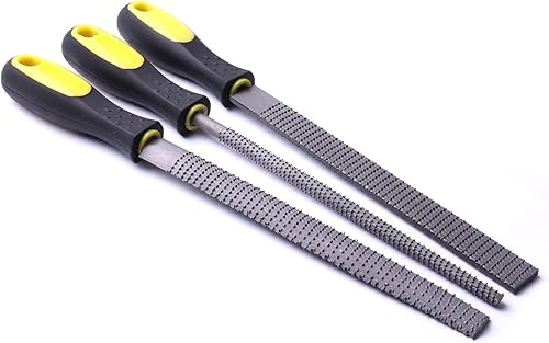 ATOPLEE Juego de archivos de 3 piezas kits de archivos redondos y planos para carpintería metal cuero y plástico 3 estilos acero