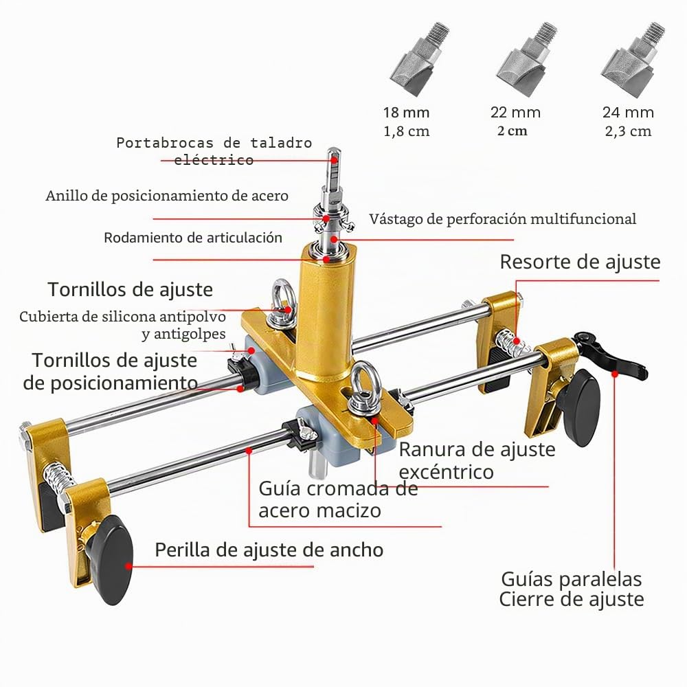DUEBEL Kit de abridor de orificios para cerradura de puerta para instalar puertas, kit de mortaja para cerradura de puerta de madera, plantilla para máquina de mortajar, kit de instalación de cerradur