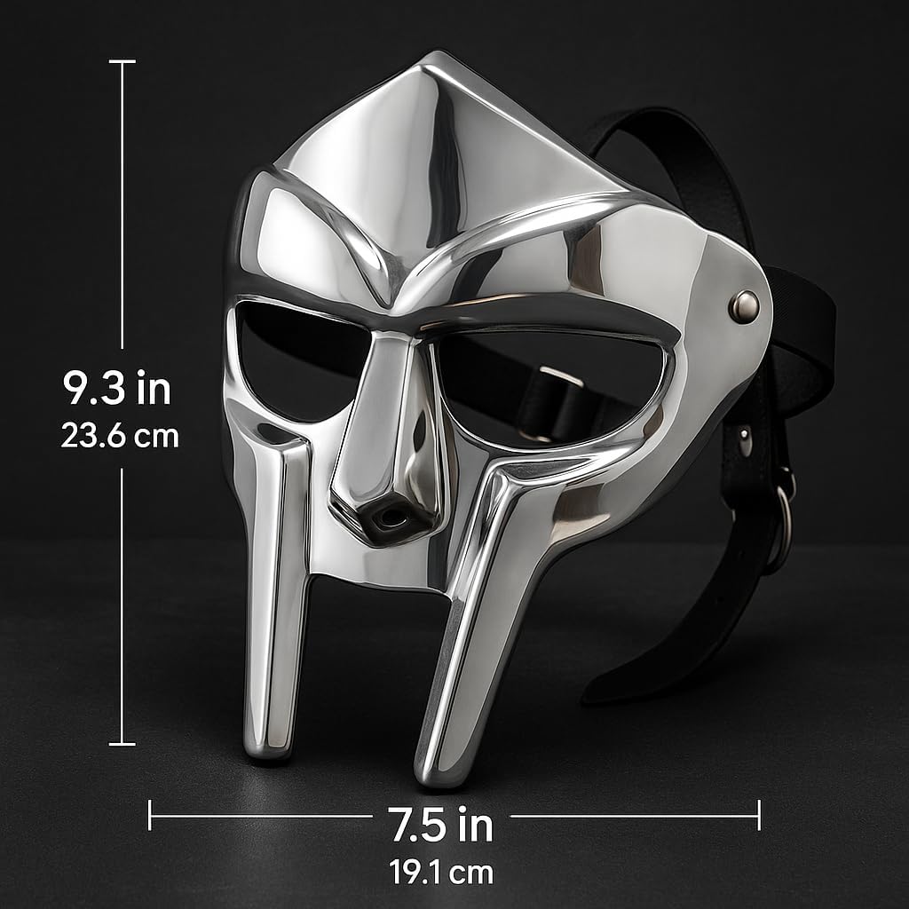 MF Doom Mask, Medieval Roman Gladiator Viking Armor Mask, Maximus Metal Helmet, mf doom Mad-Villian Face Mask, Ideal For Fanstasy Costume Party, Cosplay, Masquerade & Halloween. - Image 6