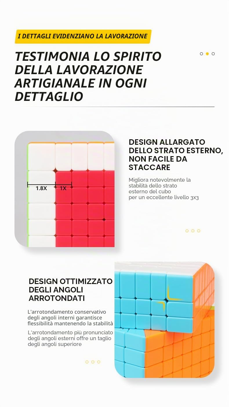 Bukefuno QY 8x8 Cube senza adesivi Speed Magic Cube Puzzle 2021 | QY 8 x 8 x 8 70 mm Puzzle Cube QY 8 x 8 Speed Cube