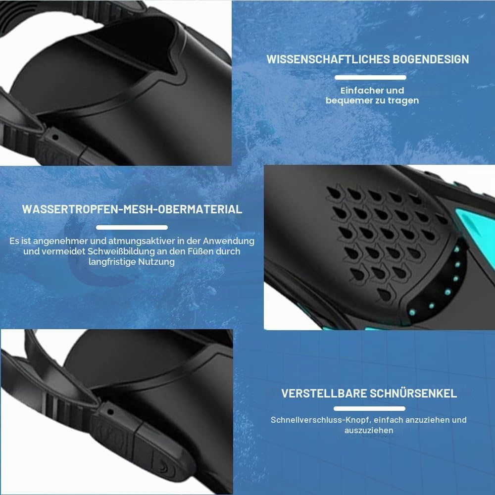 Schwimmflossen Erwachsene Unisex, Verstellbare Schnorchelflossen mit Offener Ferse, Kompakt Flossen für Schnorcheln, Tauchen und Schwimmen
