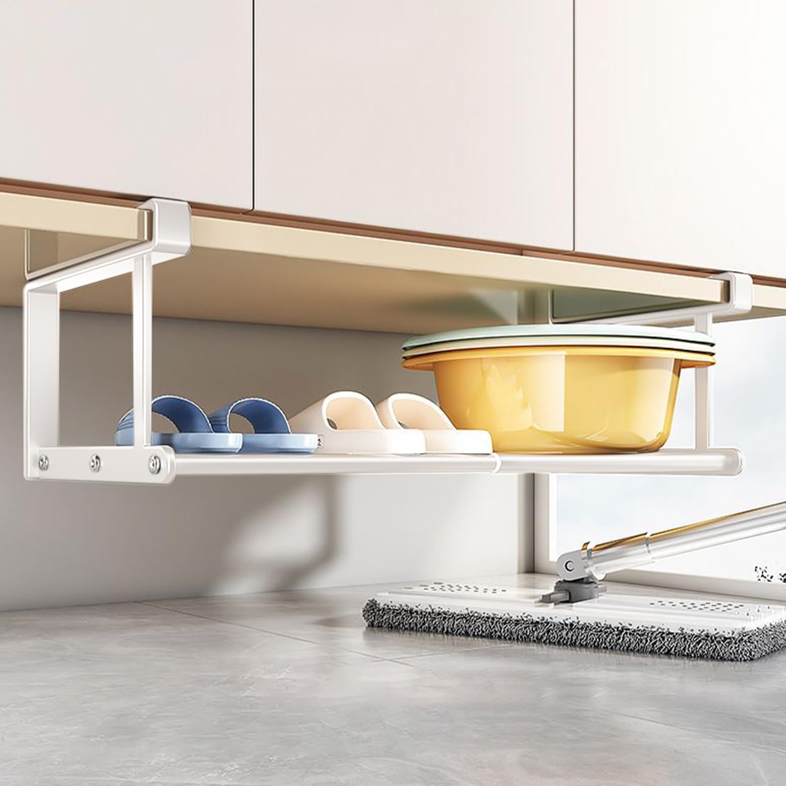 Scatole portaoggetti sottolavello | Cestello sottoripiano Scarpiera espandibile telescopica - Vassoio Organizer Regolabile Resistente per Bagno, dispensa, mobiletto, Cucina, Camper