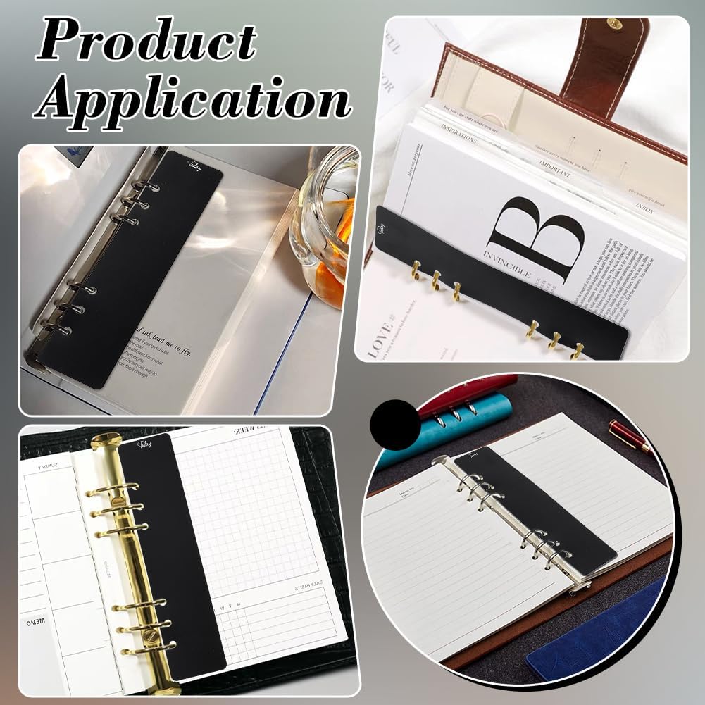 BENECREAT 20pcs Planner Page Marker, PVC Binder Dividers, 6 Hole Bookmark, Today Planner Page Finders for Round Ring Binder Notebook Journal Magazine Planning 9x2 Inch Hole:6mm image 5