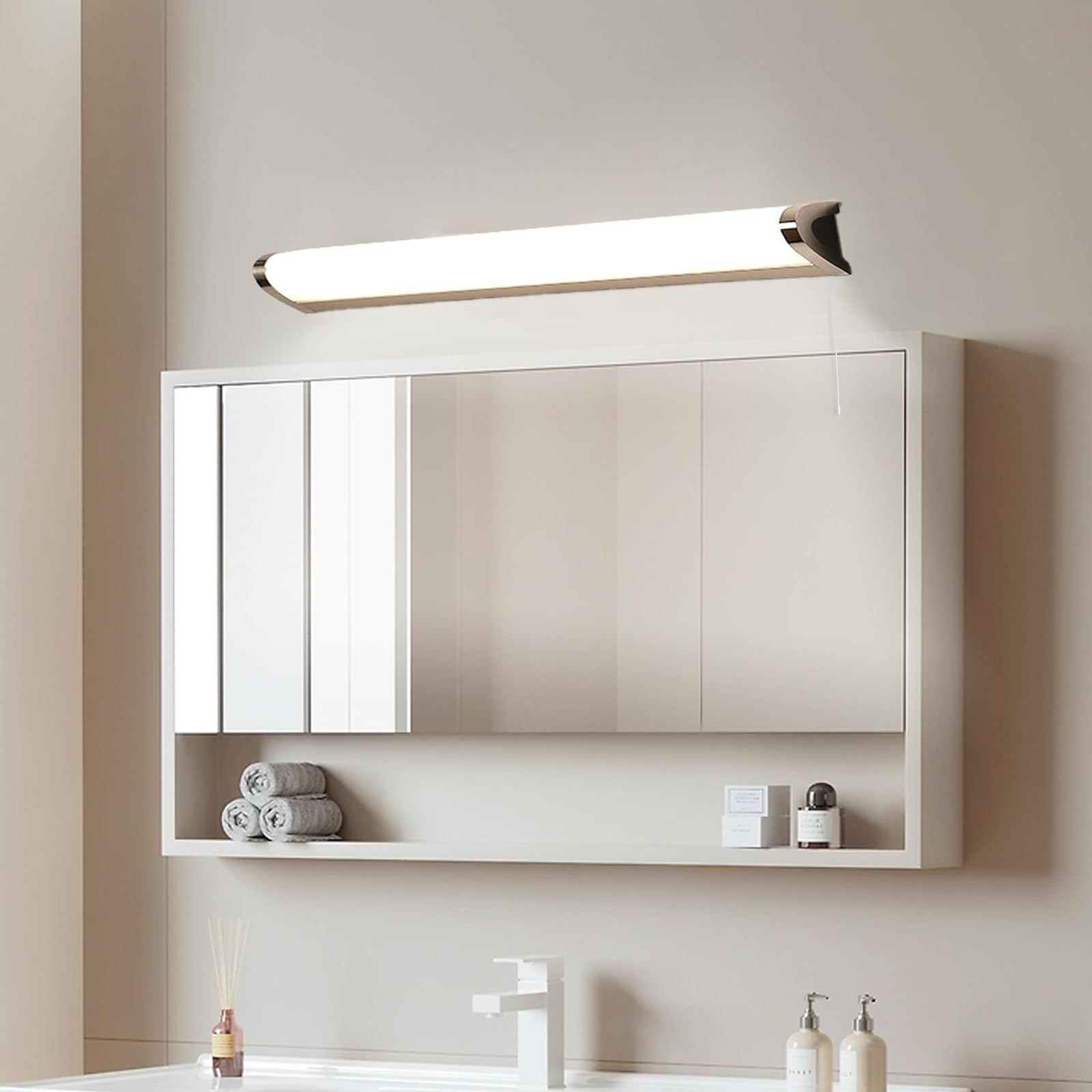 Lampada da parete a LED per bagno, applique impermeabile IP44, regolabile 3000 K/4500 K/6500 K, design moderno argento, ampia gamma di illuminazione per doccia e WC (40 cm)