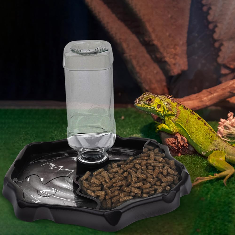 Sharplace Wasserspender mit Teller aus Kunststoff, für Gecko Schildkröte