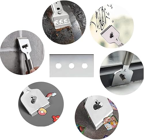 48 Stück Ceranfeldschaber Klingen, Doppelseitige Schaberklingen Kochfeldschaber Ceranfeld Ersatzklingen Kratzer mit Drei Löchern, für Glasschaber und Kochfeld Schaber