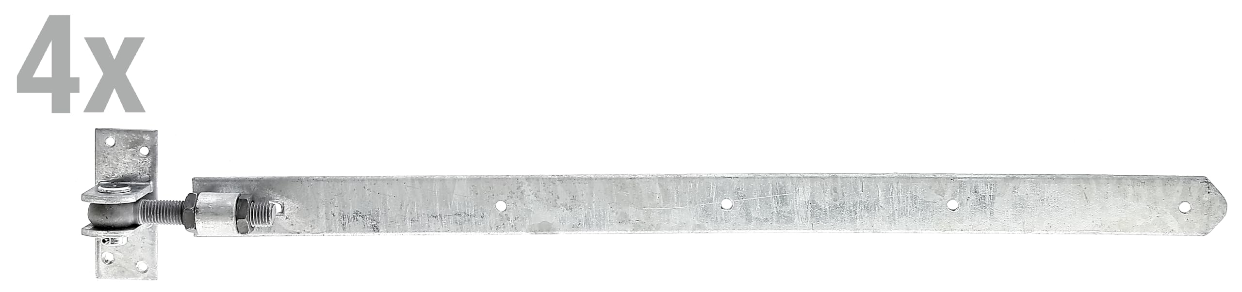 Alberts 868079 Penture | droite, bout arrondi, réglable de 30 mm | galvanisée à chaud | 660 x 40 mm | kit de 4
