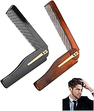2 Pieces Folding Beard Comb, Curved Positioning Comb Man Small Folding Hair Brush Pocket Comb for Beard and Hair Anti-Static Ideal for Travel and Daily Use