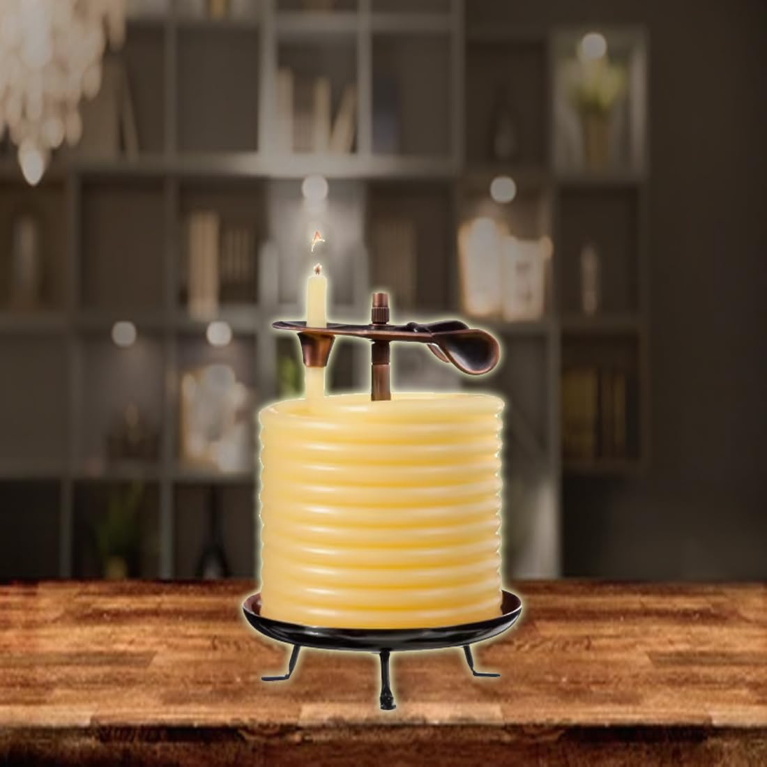 Candle by the Hour Kerze, 144 Stunden Brenndauer, umweltfreundlich aus natürlichem Bienenwachs mit Baumwolldocht, Metall, gelb, Candle