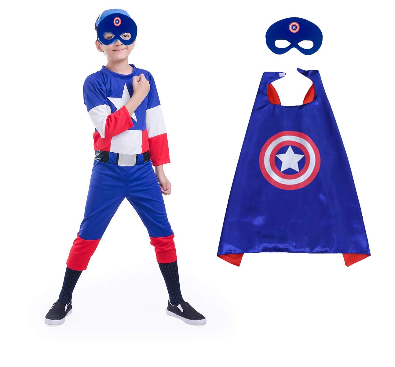 FancyDressWale American Soldier costume for Boys with Cape and Felt Mask; Blue; 8-10 Years (B08W3CK6Q9) Amazon Price History, Amazon Price Tracker