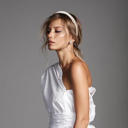Miniatura 4 de 2 diademas de perlas blancas para mujer, diademas de moda con cuentas, diadema elegante para el cabello, diadema de boda, diadema de novia,