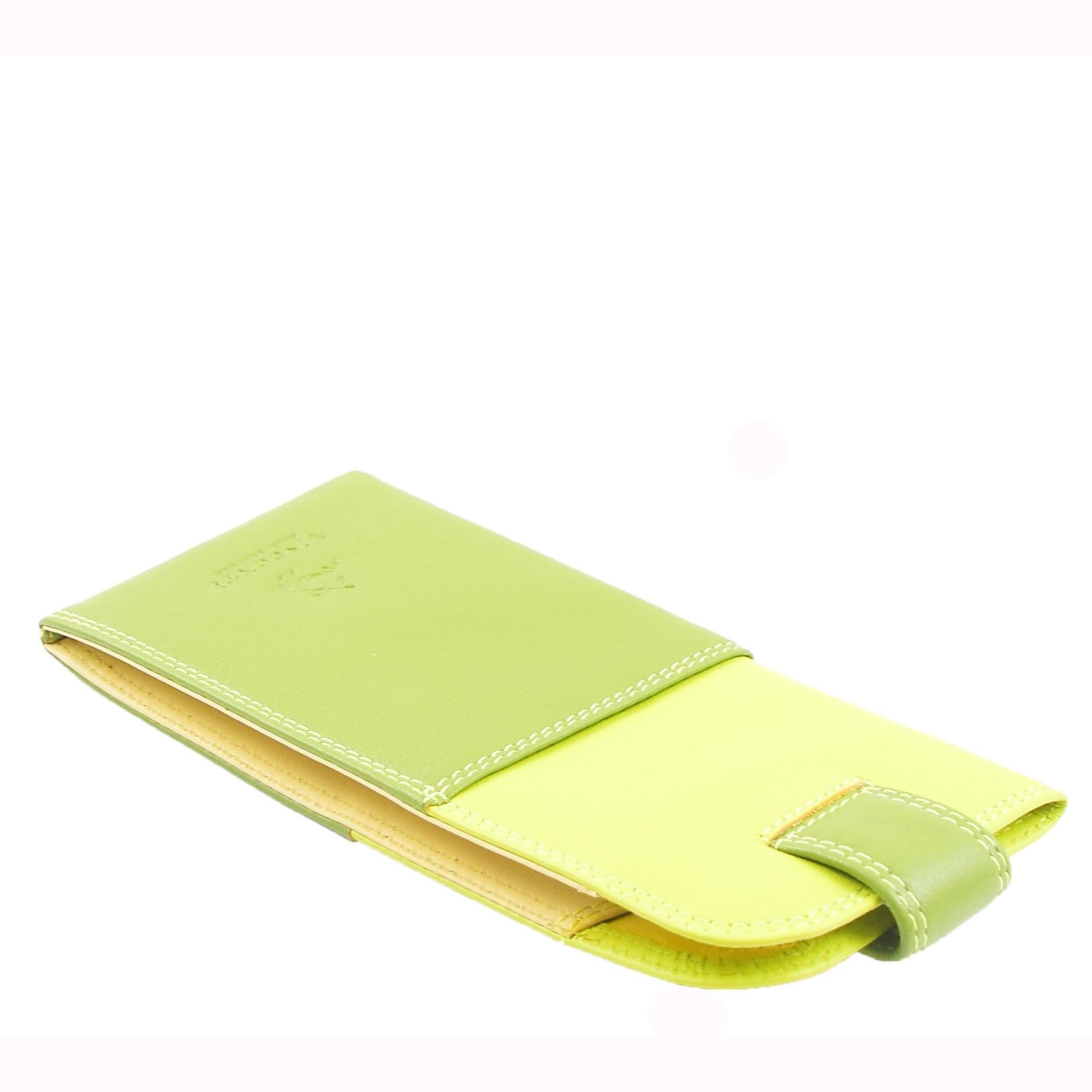 DR658 Stylowe etui na okulary z prawdziwej skóry Limonka Multi, Limonka Multi, S