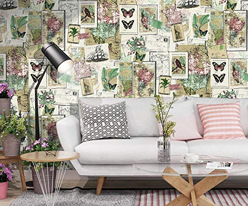 Autoadhesivo De Fondo De Pantalla Retro Mapa Bio Etiqueta Mapa Costura Fondo De Ropa Tienda Floristería Muebles Renovación Biológico