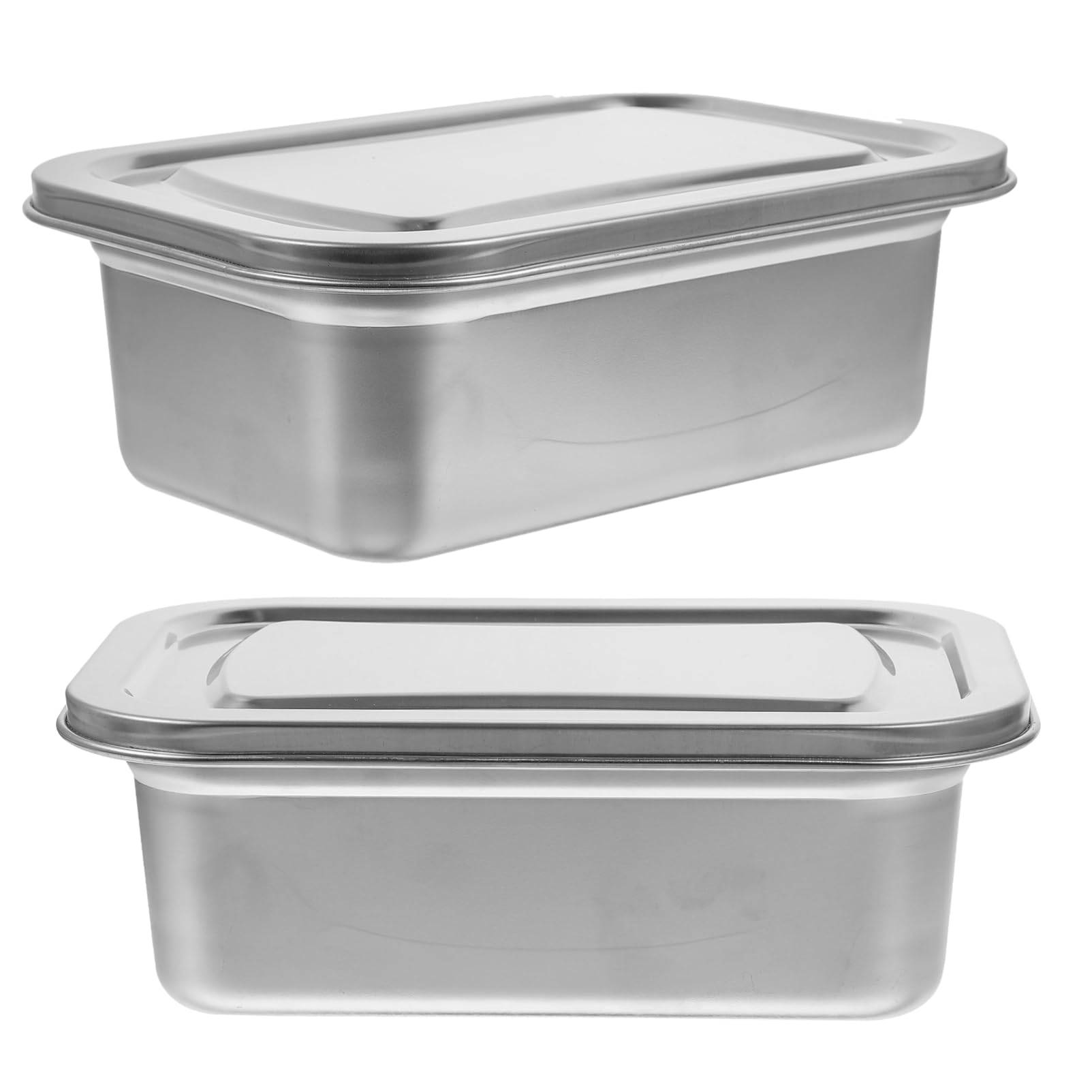 Zerodeko Scatola Conservazione Gelato in Acciaio Inox 1600ml con Coperchio 2 Pezzi per Picnic e Viaggi