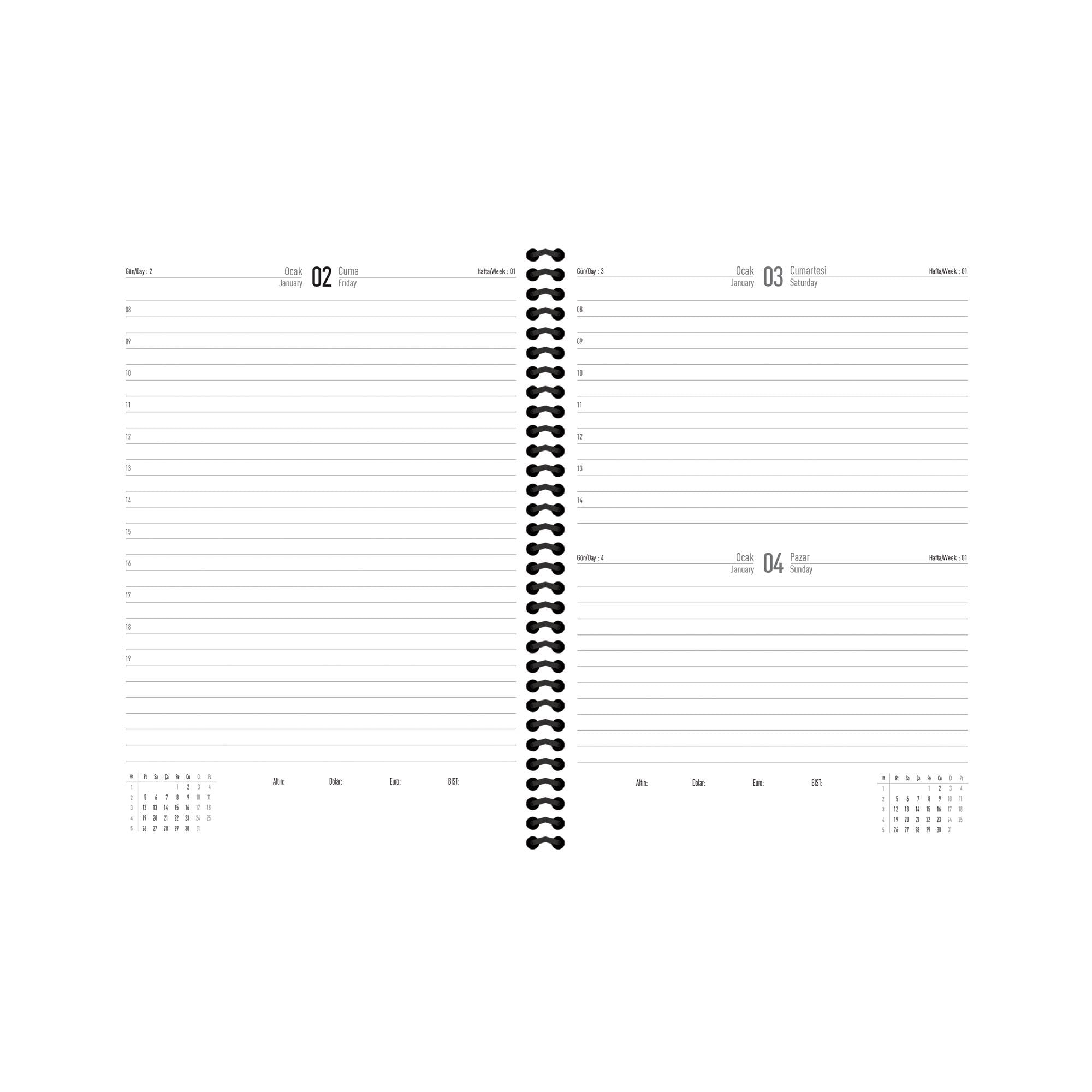 Sharp - Diario a spirale, 2026-17 x 24, colore: blu