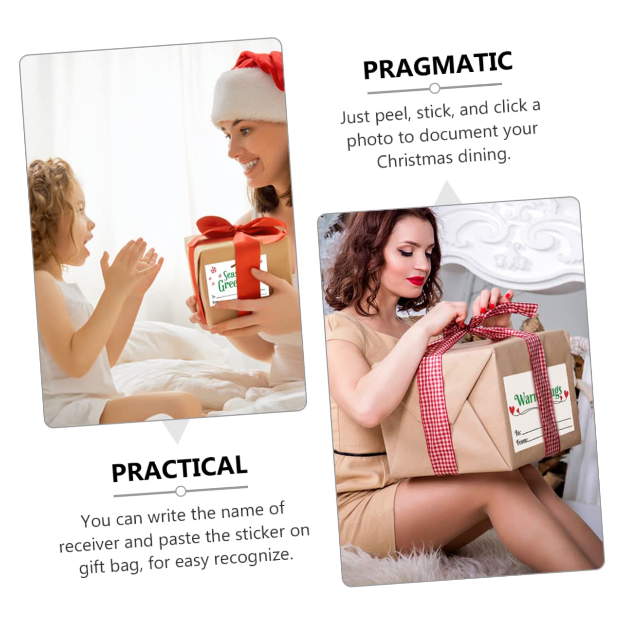 SHINEOFI 3rollen Weihnachtliche Selbstklebende Etiketten Kraftpapier Für Geschenkverpackungen Bastelprojekte Und Festliche Dekorationen Für Persönliche Botschaften Und Kreative