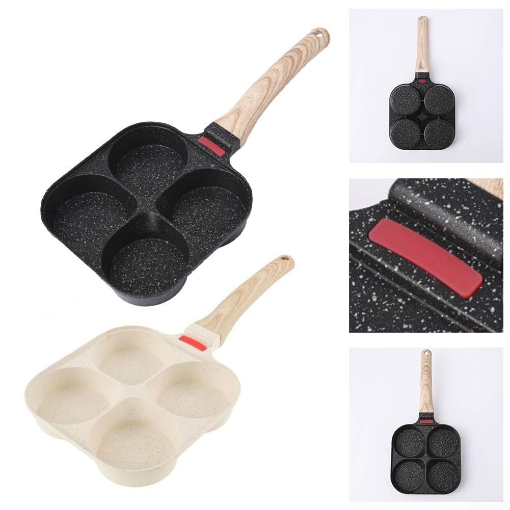 Sartén de aluminio para 4 tazas con antiadherente, perfecta para cocinar deliciosos platos de desayuno rápidamente (cuatro agujeros negros)