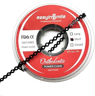 SNAWOP Dental Orthodontic Power Chain Multicolor Spool Elastic Rubber Bands for Teeth Braces (Short, Black)