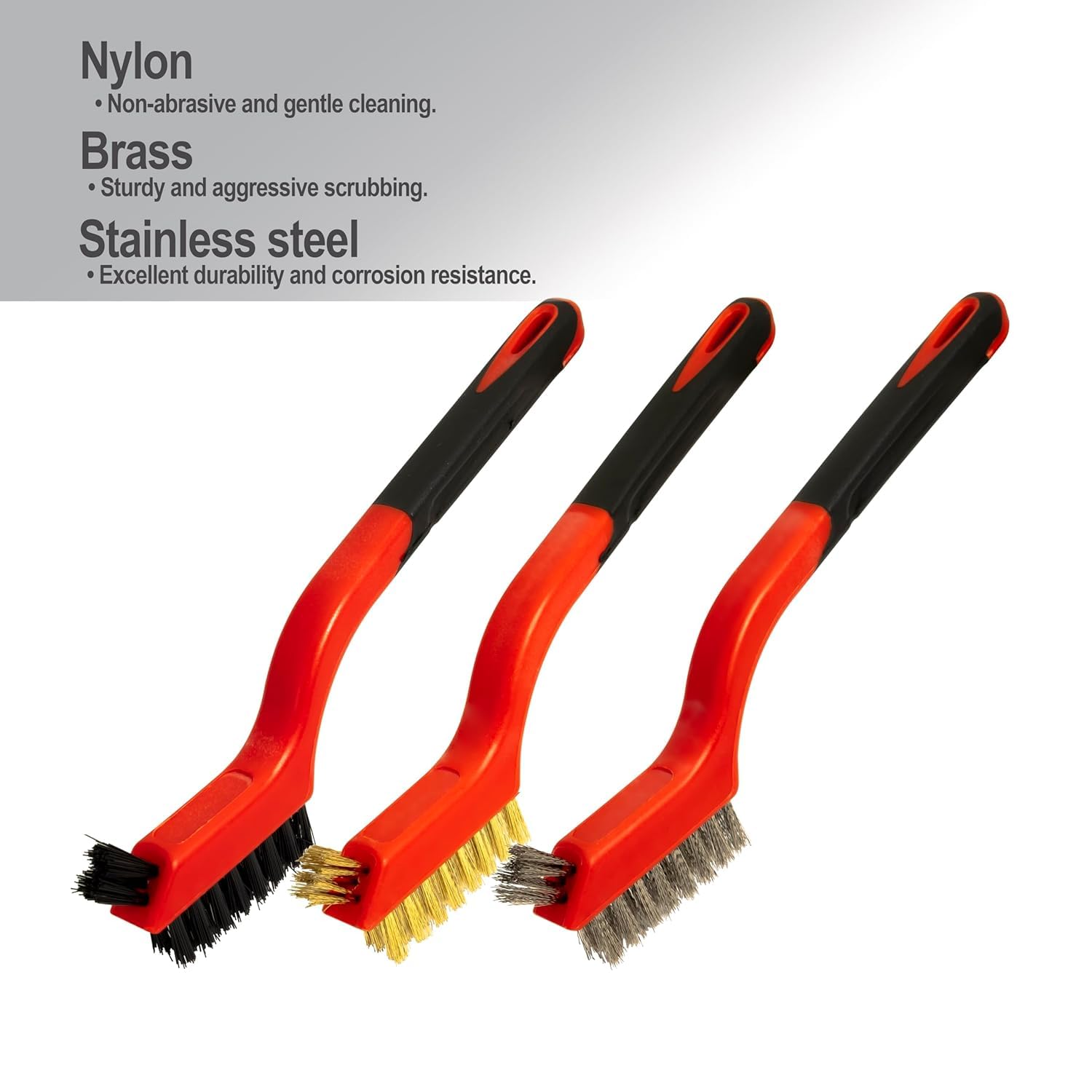 Wire Brush Set, 6Pcs Stainless Steel/ Brass/ Nylon Bristle Brushes, Scratch Wire Brushes for Cleaning Rust Welding Slag, Paint and Dirt Removal