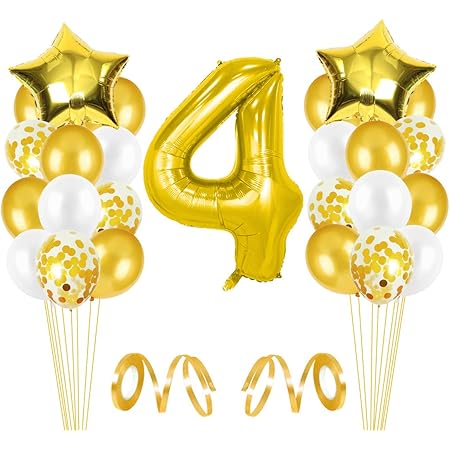 Amazon 誕生日 飾り付け4歳 0到9歳 誕生日 風船セット ゴールドナンバー バルーン 4 大きい 誕生日バルーン 40インチ 数字4 用お 誕生日パーティー 装飾プレゼント 子供の誕生日パーティーの装飾 バルーン おもちゃ おもちゃ