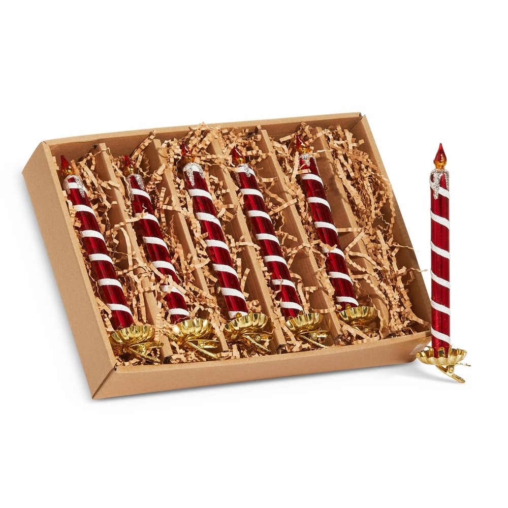 Bougies à clipser de prestige RAZ Imports, ornements haut de gamme rouges et blancs de 19 cm