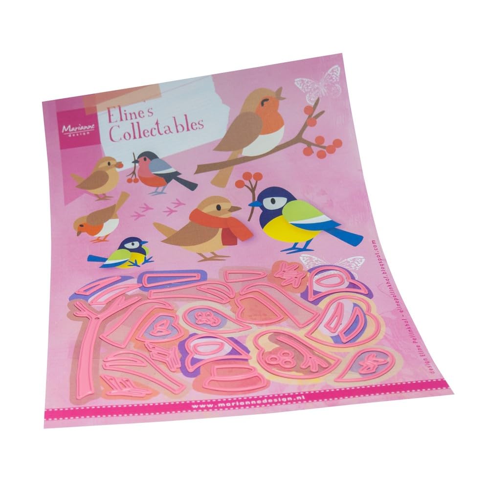 Marianne Design Pink Collectables, Eline's Garden Birds, Intricate Designs And Embossed Details For Paper Crafts