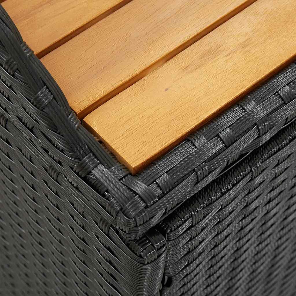 Panca da giardino con vano portaoggetti, 120 cm, in polyrattan e legno di acacia, resistente alle intemperie, robusta, salvaspazio, per esterni, balcone, terrazza, veranda