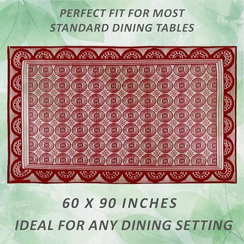 Image of Kuber Industries Rectangular Dining Table Cover 6 Seater|Table Cover Cotton (Maroon)