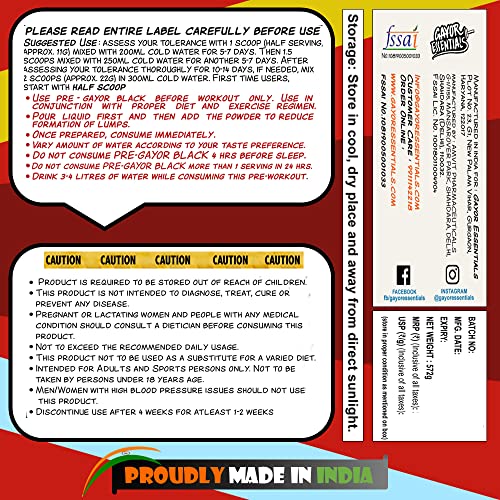 Image of Pre Gayor Black Properly Dosed Advanced PreWorkout with No creatine Bcaa Formula,8g Citrulline Malate, [52+Scoops,572g], LAB Tested for Accuracy (Fruit Beer)