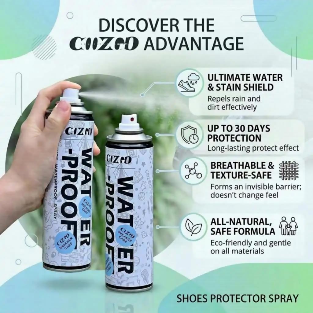 COZGO Protector de zapatos en aerosol, impermeable para lluvia y manchas, nano protección para tenis, gamuza, cuero, lona, nobuck, tela, nailon, protector para caza, senderismo, botas al aire libre,