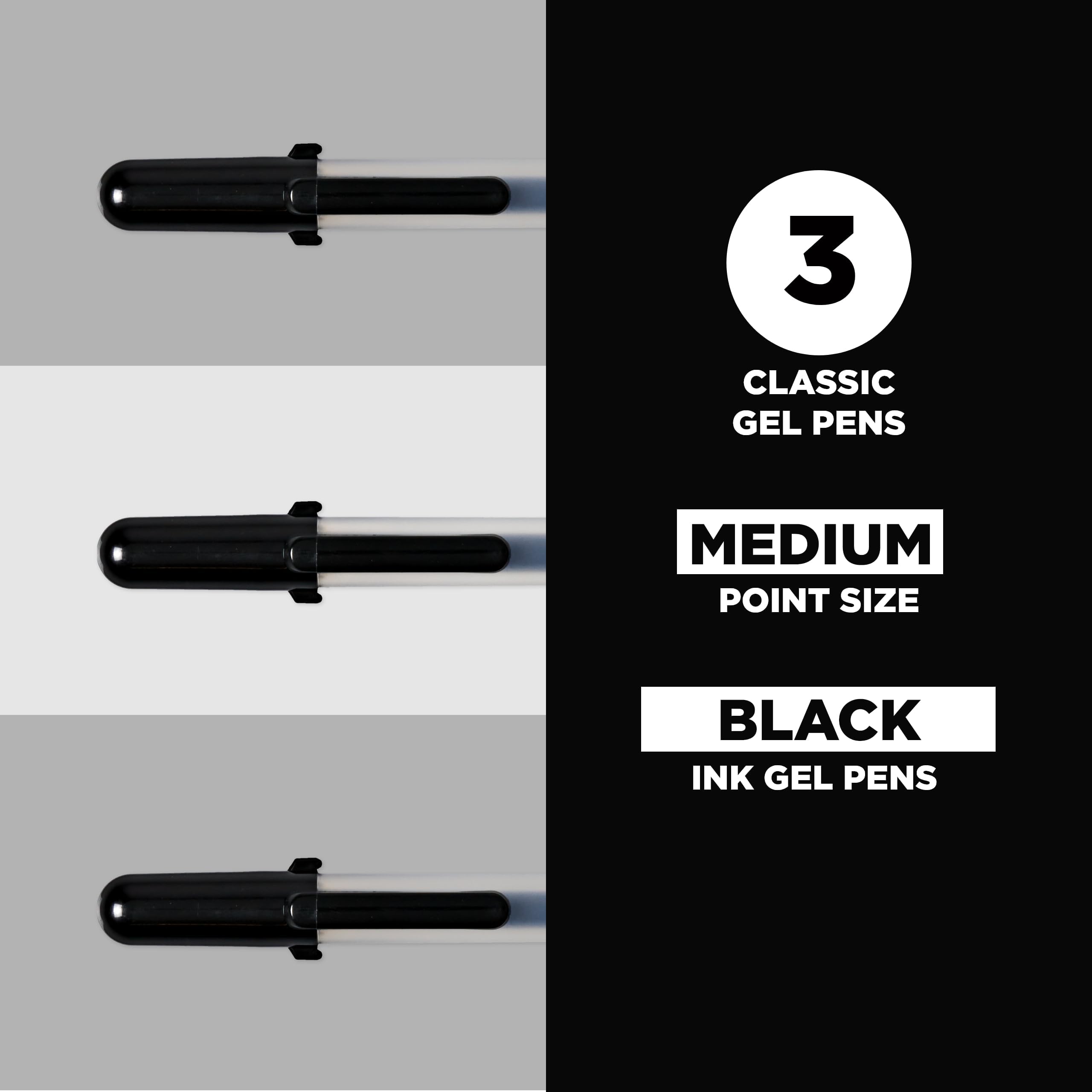 SAKURA 3-Piece Gelly Roll Blister Card Medium Point Gel Ink Pen Set Black — view 2