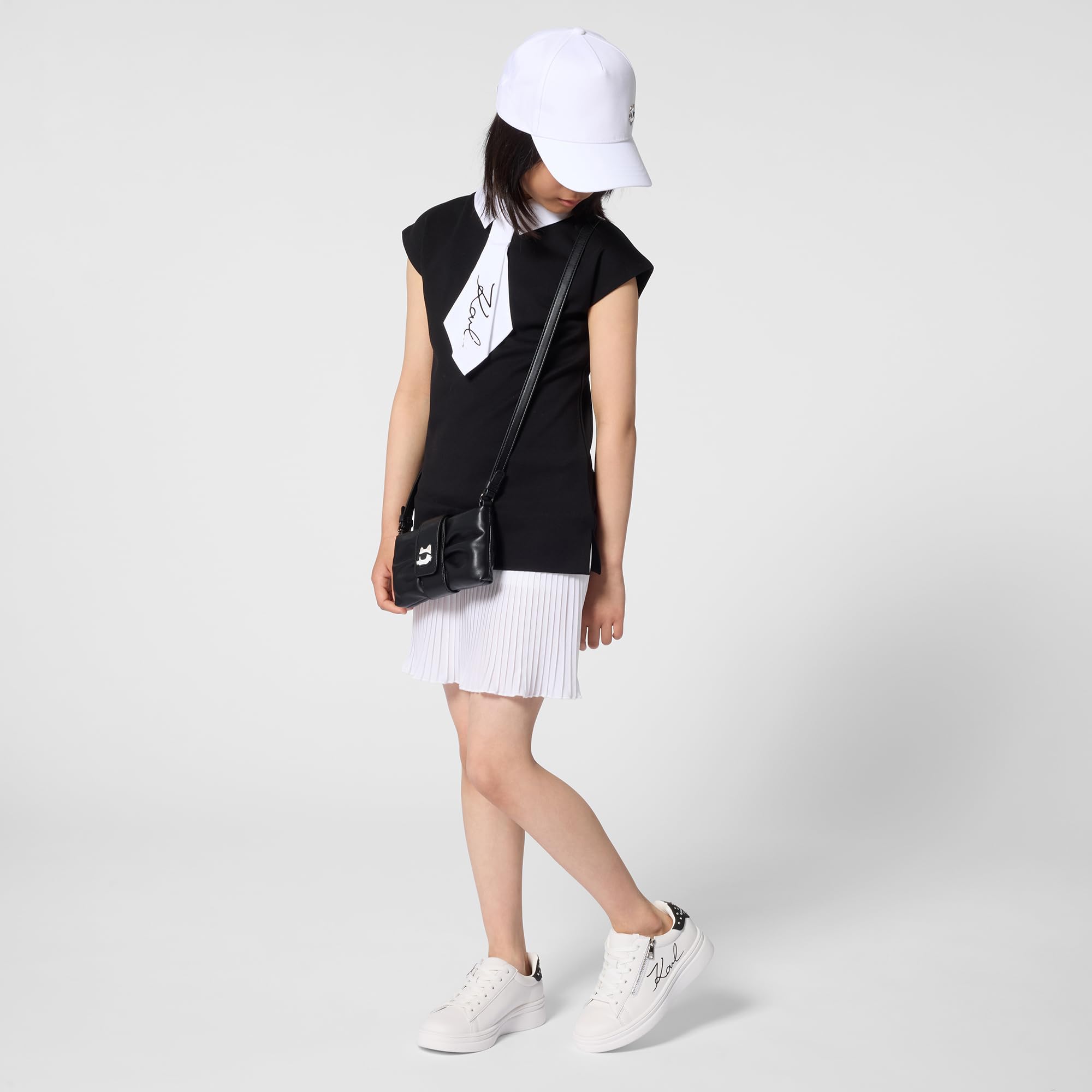 Karl Lagerfeld Vestido para niña, Negro, 8 años