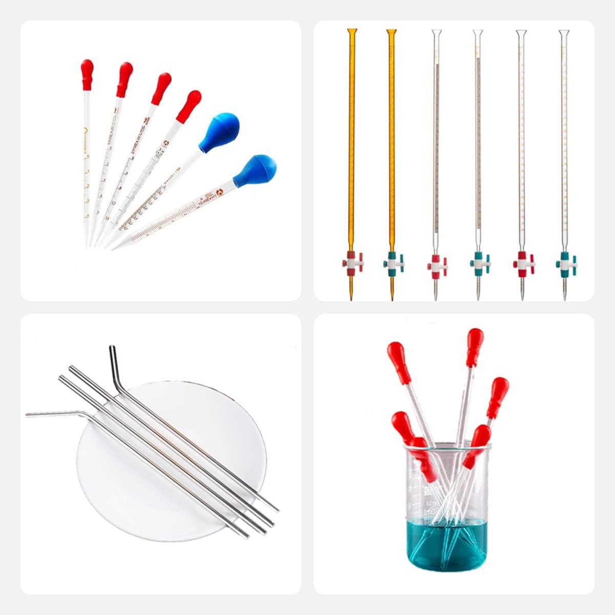 18 Inches Long Wool Tube Brush for Cleaning Glass Graduated Dropper Pipettes, Endoscope, Straw, Tea and Coffee Spouts,Vases, and Glasses Tip (4PCS)