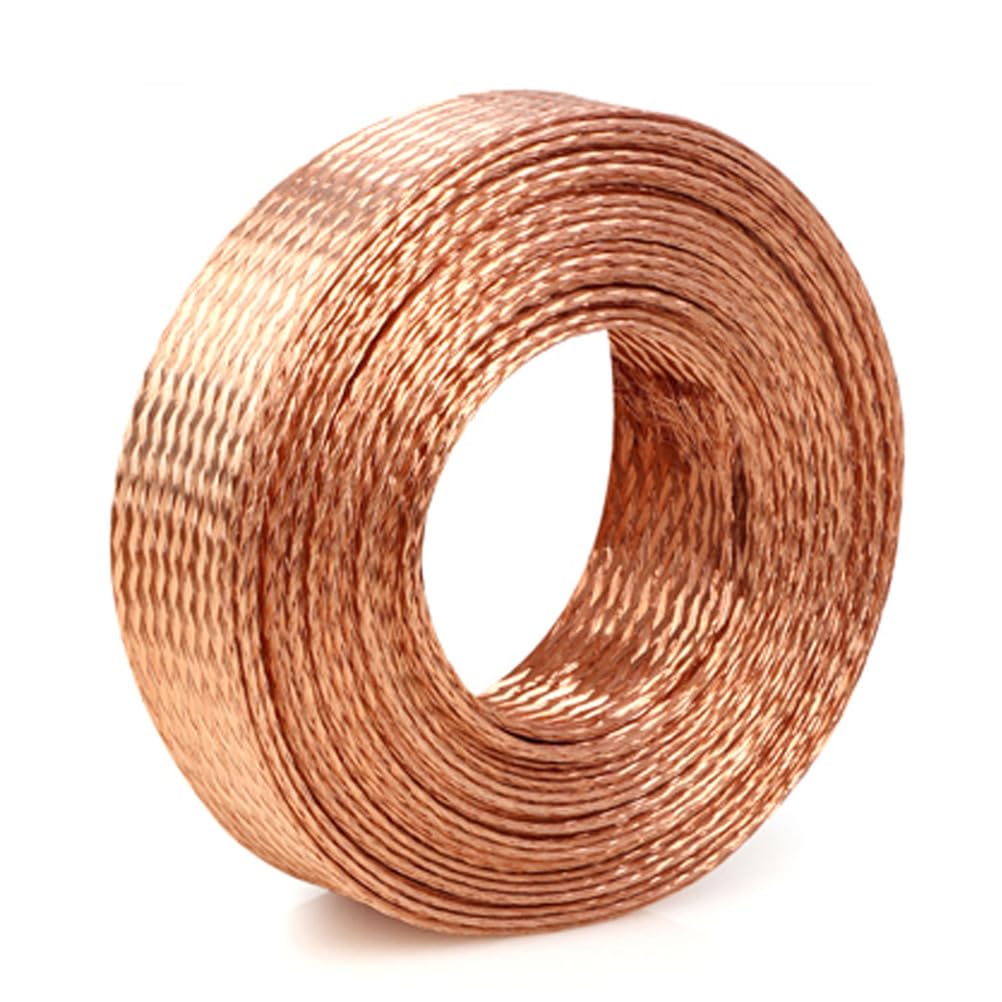 MTADSBKFP Flat Braided Tinned Copper Wire, 5 Meters Flat Copper Braided Grounding Strap 25-30mm Width(Width 25mm)