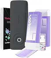 Waxfans Kit de cera roll-on, kit de rolo de cera para depilação, resfriamento automático, sem queimaduras, seguro e fácil de depilar em casa, kit de depilação para mulheres e homens, com 2 cartuchos