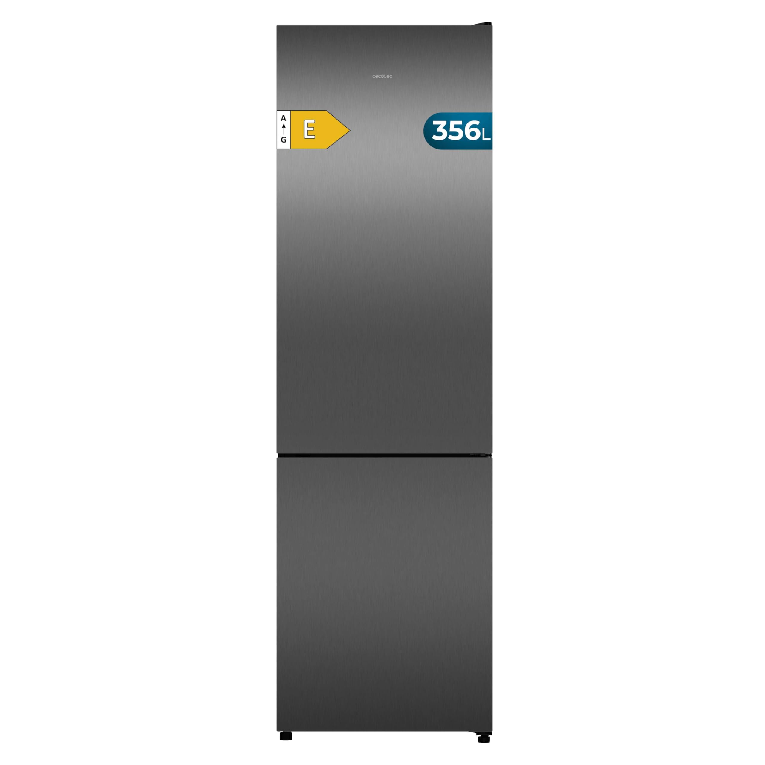 Cecotec Réfrigérateur Combiné Bolero CoolMarket Combi 356i Dark E. 200 cm de hauteur, 59,5 cm de largeur, Classe E, Technologie Multi Airflow, FreshnessFlex et HumidityFlex HUB, Dark Inox.