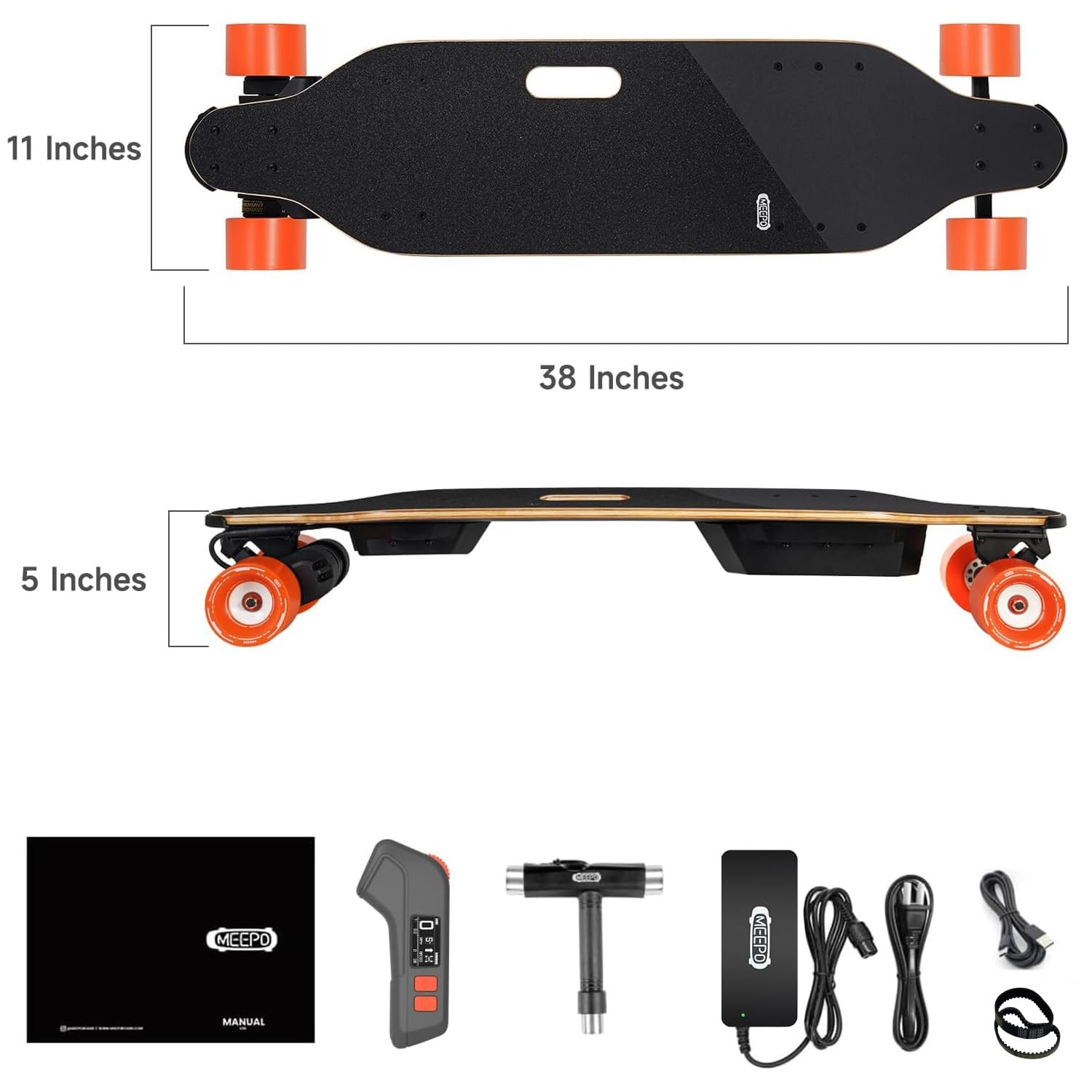 MEEPO V5 Go Electric Skateboard with Remote 1500 2 Powerful Belt Motors 26MPH Stable Top SpeedUP to 20Mlies Range Next-Generation Performance of Electric Cruiser for Teens and Adults product thumbnail 3