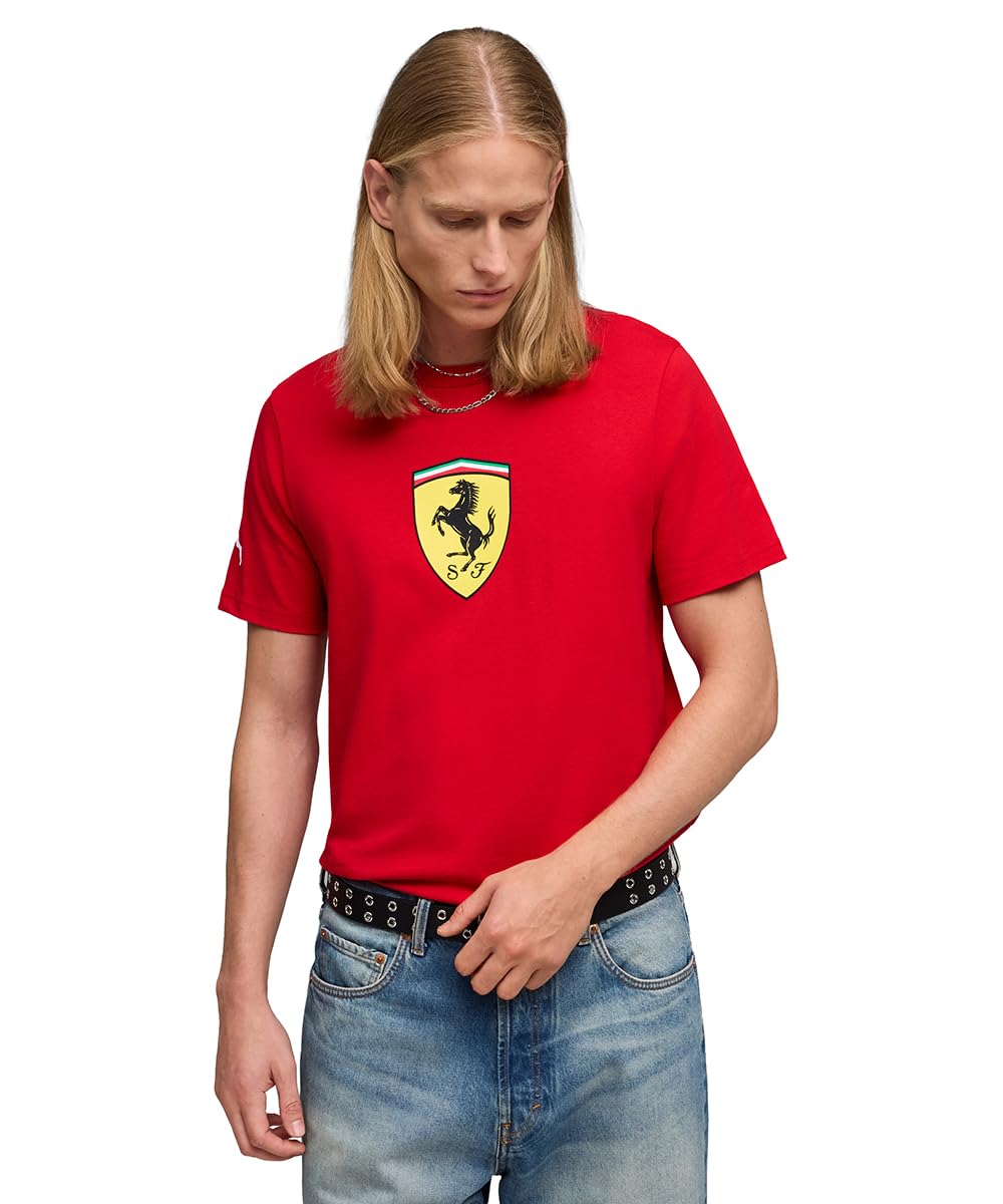 Puma  Red Scuderia Ferrari Shield Tee Men in Size L, Sports Direct